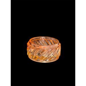 Vintage French Powder or Dresser Jar Round Depose France Pink Swirl Pattern